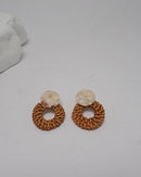 ACRYLIC RATTAN HANDMADE ROUND EARRINGS 2194 - حلق