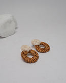 ACRYLIC RATTAN HANDMADE ROUND EARRINGS 2194 - حلق