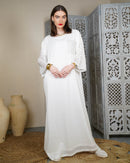 Round neck with front embroidered pocket and short sleeves embroidered stylish button cotton kaftan 2979 - قفطان
