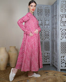 V-neck and attached back lace with klosh design long sleeves cotton kaftan 2925 - قفطان