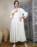 Embroidered collar and front lines and button style with klosh design and long sleeves cotton kaftan 2969 - قفطان