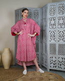 V-neck and collar embroidered design with front button and both side pockets, sleeves cuff folded style kaftan 2915 - قفطان