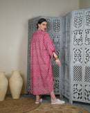 V-neck and collar embroidered design with front button and both side pockets, sleeves cuff folded style kaftan 2915 - قفطان