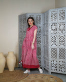 Embroidered neck and bottom design and waist gathered with tie and sleeveless cotton kaftan 2935 - قفطان