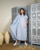 Oversized kaftan with embroidered shoulder and front lace design, gathered design inner with sleeveless 2897 - قفطان
