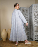 Embroidered collar and front lines and button style with klosh design and long sleeves cotton kaftan 2966 - قفطان