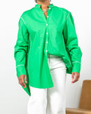 WOMEN'S PLAIN ROUND NECK DESIGN WITH FRONT BUTTON'S LONG SLEEVES BLOUSE 2578 - بلوزة