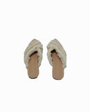 Braided details Fringe Trim point Toe Straw Flat Mules 2650 - حذاء