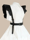 Ruffle Trim Square buckle harness belt 2676 - حزام