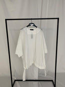 Oversized round Neck design with bottom gathered with tie Blouses 2734 - بلوزة