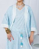 Oversized Embroidered design with Waist belted and sleeveless short Inner, Sherwal loose pants 3 pcs set Kaftan 2737 - قفطان