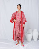 Oversized Embroidered design with Waist belted and sleeveless short Inner, Sherwal loose pants 3 pcs set Kaftan 2738 - قفطان