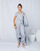 Oversized Embroidered design with Waist belted and sleeveless short Inner, Sherwal loose pants 3 pcs set Kaftan 2740 - قفطان