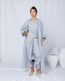 Oversized Embroidered design with Waist belted and sleeveless short Inner, Sherwal loose pants 3 pcs set Kaftan 2740 - قفطان