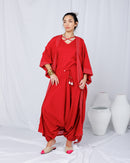 Oversized Embroidered design with Waist belted and sleeveless short Inner, Sherwal loose pants 3 pcs set Kaftan 2746 - قفطان