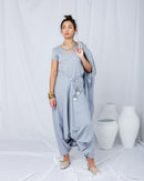 Oversized Embroidered design with Waist belted and sleeveless short Inner, Sherwal loose pants 3 pcs set Kaftan 2747 - قفطان
