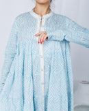 Round neck embroidered Lines and front Gathered pattern stylish Klosh design, Long sleeves and cotton kaftan 2770 - قفطان