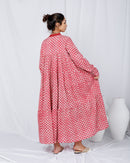 Round neck embroidered Lines and front Gathered pattern stylish Klosh design, Long sleeves and cotton kaftan 2771 - قفطان