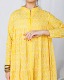 Round neck embroidered Lines and front Gathered pattern stylish Klosh design, Long sleeves and cotton kaftan 2775 - قفطان