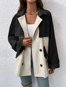 Double Breasted Tone raglan Sleeve Trench Coat 2815 - جاكيت