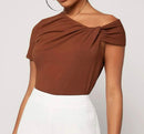 Asymmetrical Neck Tee Unity Ruched 2818 - بلوزة