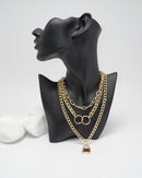 Lock Charm Chunky Chain Necklace Set - 3 pcs 2828 - اكسسوارات