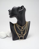 Lock & Key & Ring Pendant layered Chain Necklace 2839 - اكسسوارات