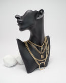 Lock & Key & Ring Pendant layered Chain Necklace 2839 - اكسسوارات