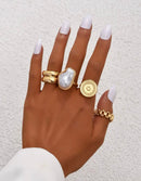 Faux Pearl Decor Ring 4pcs 2859 - قلادة