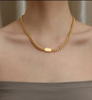 Oval Decor Chain Necklace 2860 - اكسسوارات