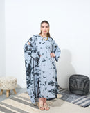 Oversized kaftan with embroidered shoulder and front lace design, gathered design inner with sleeveless 4163 - قفطان