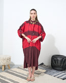 V-neck and collar embroidered design with front button and both side pockets, sleeves cuff folded style kaftan 4165 - قفطان