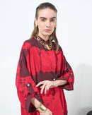 V-neck and collar embroidered design with front button and both side pockets, sleeves cuff folded style kaftan 4165 - قفطان