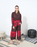 Jumpsuit Collar Style with front buttons and Waist belted embroidered cuff long sleeves cotton kaftan 4195 - قفطان