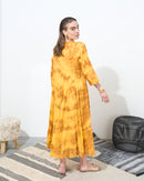 V-neck stylish kaftan with front Cross buttons and waist gathered style, half quarter sleeves cotton kaftan 4199 - قفطان