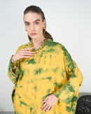 Oversized Collar design with front full stylish buttons, Embroidered shoulder and wide cuff cotton kaftan 4205 - قفطان