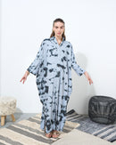 Oversized Collar design with front full stylish buttons, Embroidered shoulder and wide cuff cotton kaftan 4207 - قفطان