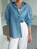 Drop Shoulder Back Button Style Shirt 3204 - قميص