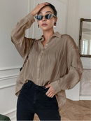 Textured Drop Shoulder Button Front Shirt 3249 - قميص