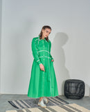 Klosh Design with Embroidered printed and front buttons, Long Cuff sleeves dress 3346 - فستان