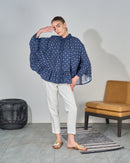 Oversized collar design with printed and waist gathered style Blouse 3353 - بلوزة