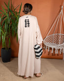 Oversized Open Front Top and Embroidered Design with Sleeveless Inner, Wide Leg Pants 3 Pieces Set 3401 - طقم ٣ قطع