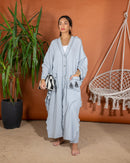 Oversized Top and Embroidered Stylish with Printed Design Sleeveless Inner, Wide Leg Pants 3 Pieces Set 3412 - طقم ٣ قطع