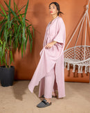 Oversized V-Neck design with Front Gathered Tie and back Stylish Printed, Wide Leg Pants 3 Pieces Set 3424 - طقم ٣ قطع