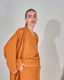 Oversized Top with Open Front and Pockets Sleeveless Inner, Wide Leg Pants Long Beachwear 3431 - ملابس للبحر