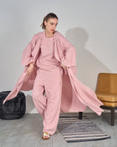 Oversized Top with Open Front and Pockets Sleeveless Inner, Wide Leg Pants Long Beachwear 3432 - ملابس للبحر