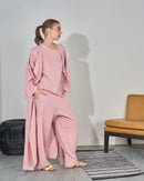 Oversized Top with Open Front and Pockets Sleeveless Inner, Wide Leg Pants Long Beachwear 3432 - ملابس للبحر