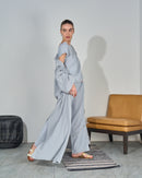 Oversized Top with Open Front and Pockets Sleeveless Inner, Wide Leg Pants Long Beachwear 3434 - ملابس للبحر