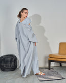 Oversized Top with Open Front and Pockets Sleeveless Inner, Wide Leg Pants Long Beachwear 3434 - ملابس للبحر