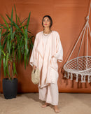 Oversized Top with Open Front and Pockets Sleeveless Inner, Wide Leg Pants Short 3 Pieces Set 3446 - طقم ٣ قطع